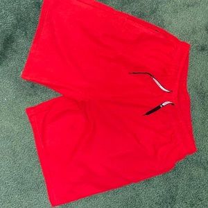Red athletic shorts